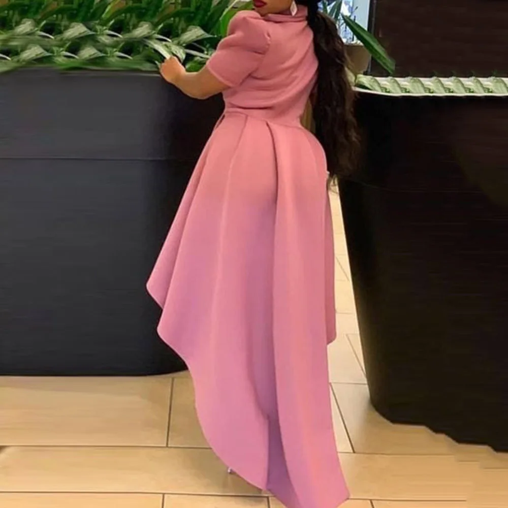 

Elegant OL African Style Dress Women Solid Color Asymmetrical Pleated Big Swing Dresses Party Club Vestido Oversize Female Robe