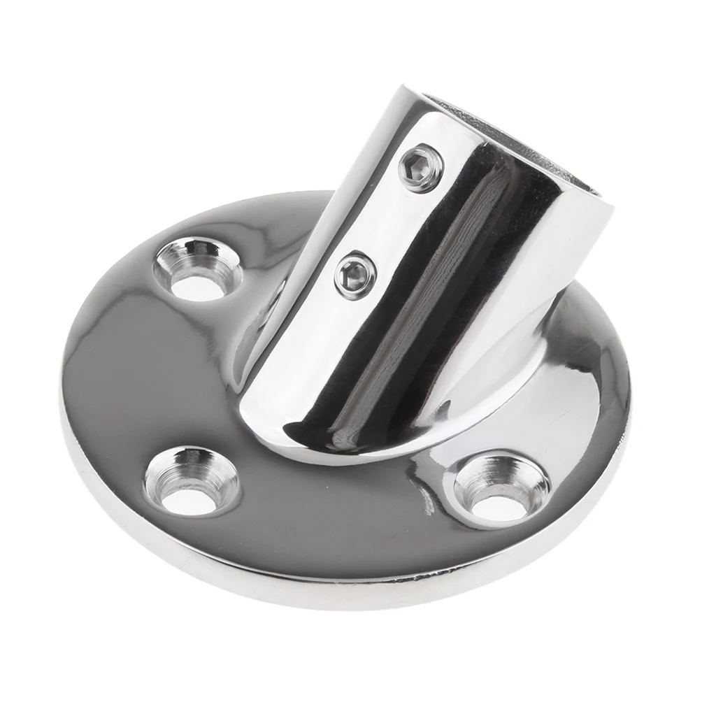 316 Stainless Steel Boat Hand Rail 60 Degree Round Base Fitting 1" Tube
