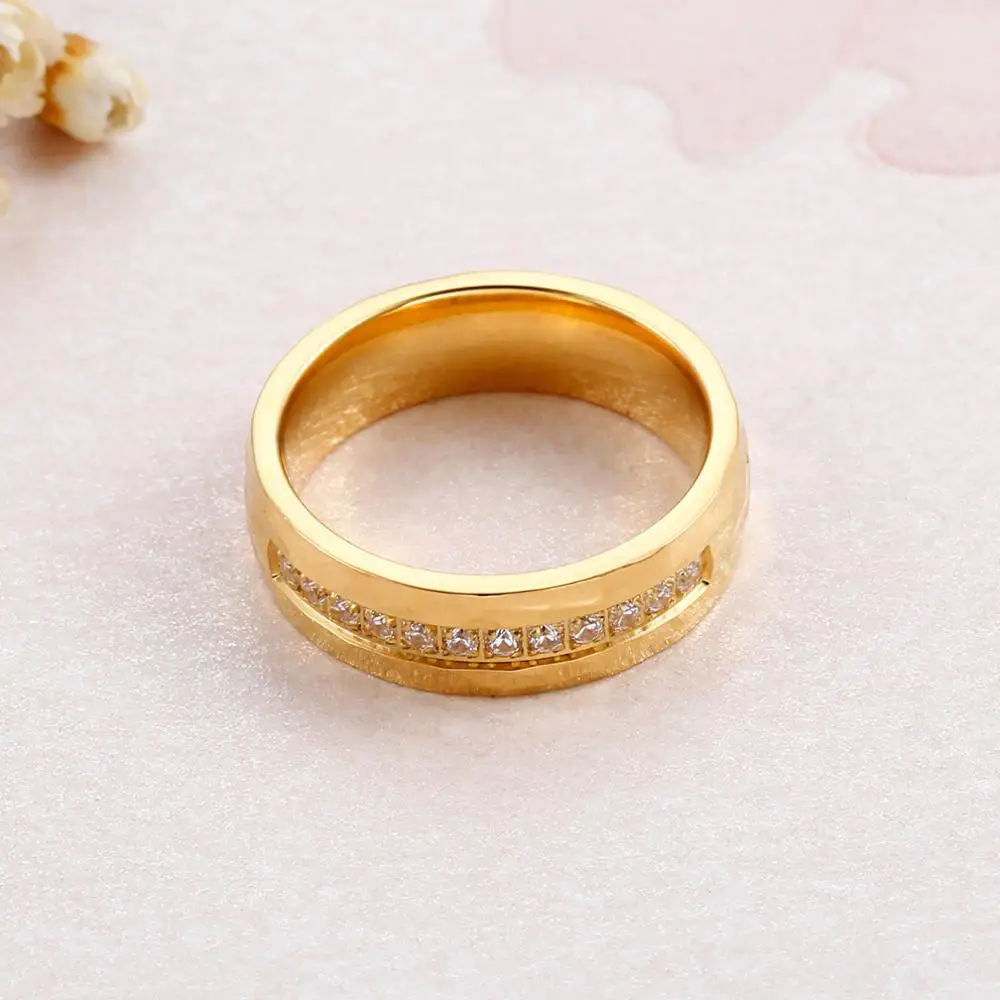 Kalen романтический циркон кольца для пар Стразы нержавеющая сталь