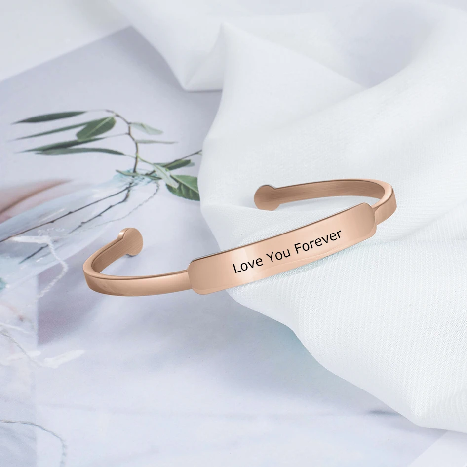 Браслет манжета с гравировкой имени на заказ позолоченный|Индивидуальные