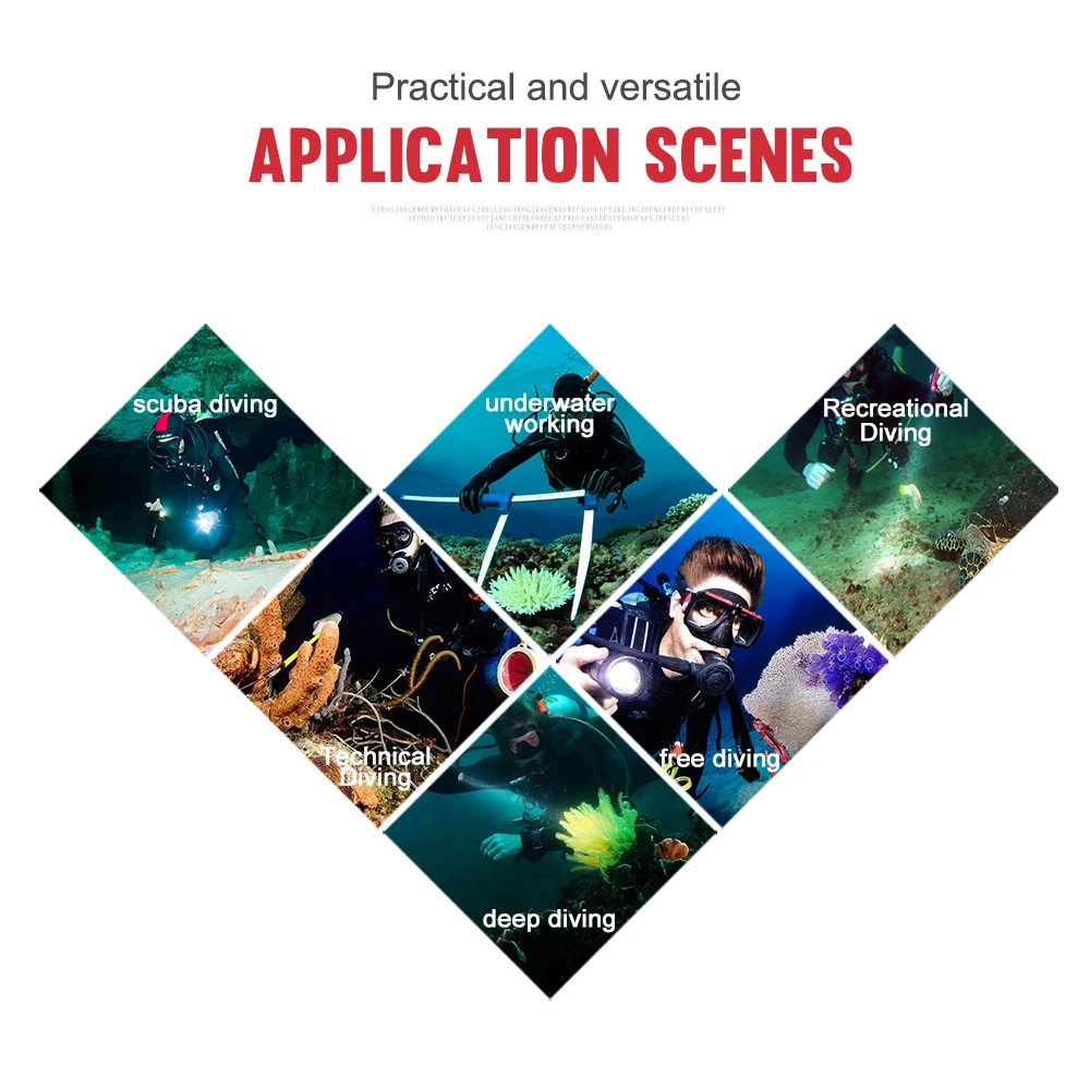 

Cazzadora 150m Illuminated Diving Light Flashlight 10 Degree Cree XM-L2 U4 Waterproof LED Scuba Diving Main Light