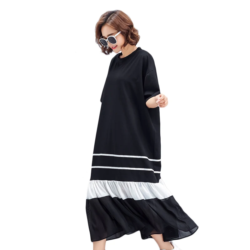 Женское Повседневное платье с оборками на подоле черное дизайнерское коротким