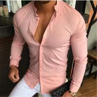 2019 hot fashion mens linen cotton button long sleeve slim fitness shirt slim fit casual male shirts pure color blouse tops
