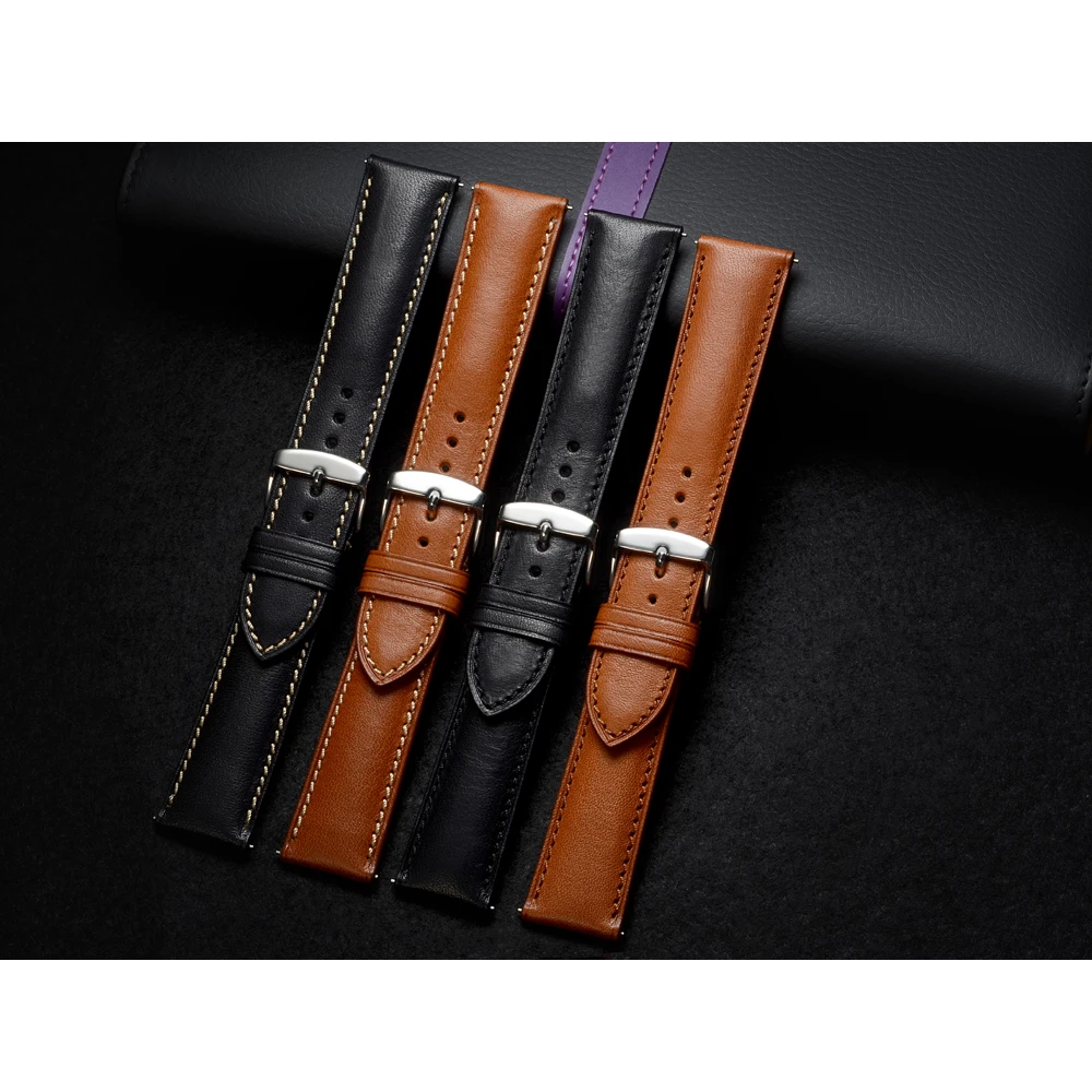 Anbeer Leather Watchband 18mm 20mm 22mm Full Grain Quick Release Watch Strap Band, Men Women Elegant Replacement Bracelet Belt