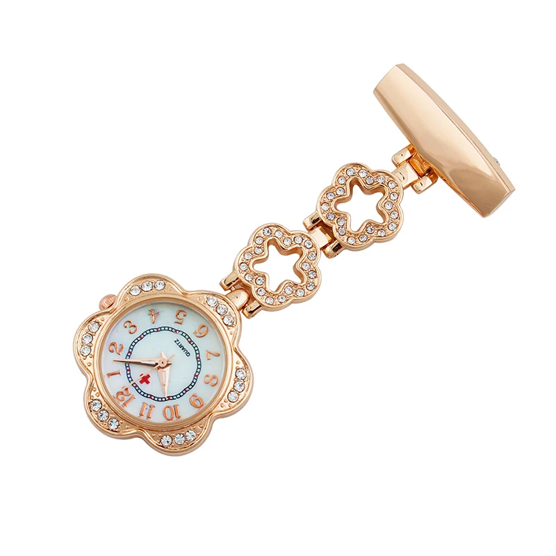 ALK Flower Type Nurse Watch Clip-on Fob Brooch Hanging Watches Quartz Doctor Clocks Silver Medical Pocket Watch Hospital Gift