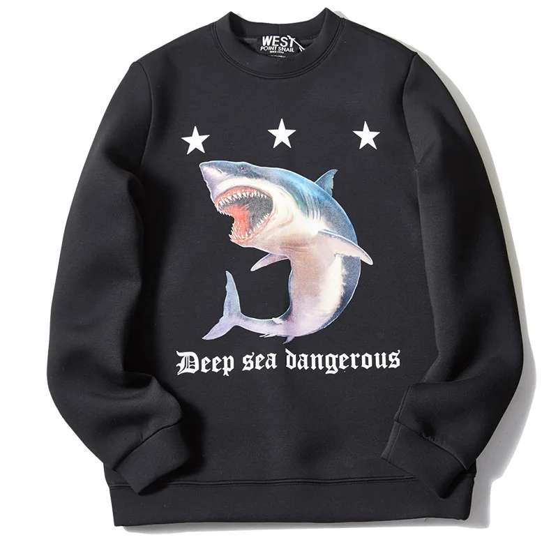 

New 2021 High luxury Men Shark teeth deep Sea Kenye Hoodies Hoody hooded Sweatshirts velvet Cotton Drake Thicken Fleece #A99