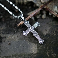 new mens skull cross pendant black 316l stainless steel religion necklace gothic biker motorcycle band men simple jewelry gift