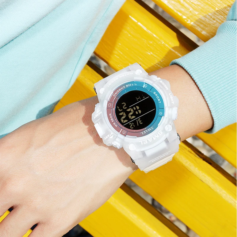 

Women Watches Digital Led SMAEL Lady Wristwatch Waterproof Alarm Clock Stopwatch Fashion White Time Bracelet 8046 Female Watch