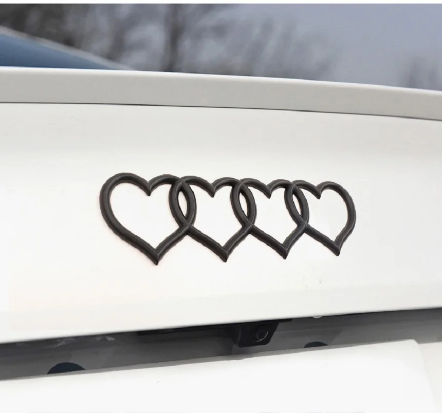 

Love Heart Rear Trunk Badge Emblem Decal Sticker Replacement For A3 A4 A6L Car Decal Personality Tail Label Vehicle Car-styling