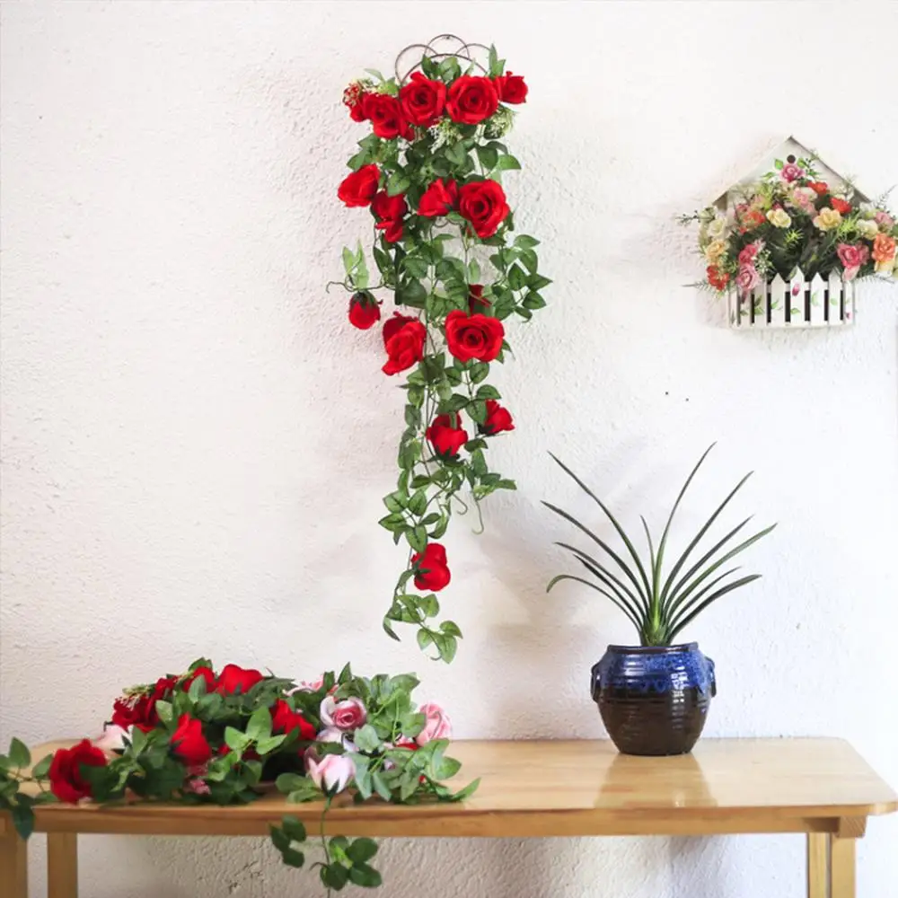 

Plastic Fake Flower Festive Wedding Decoration Artificial Artificial Rose Flowers Simulation Rose Vines Landscaping Necessary