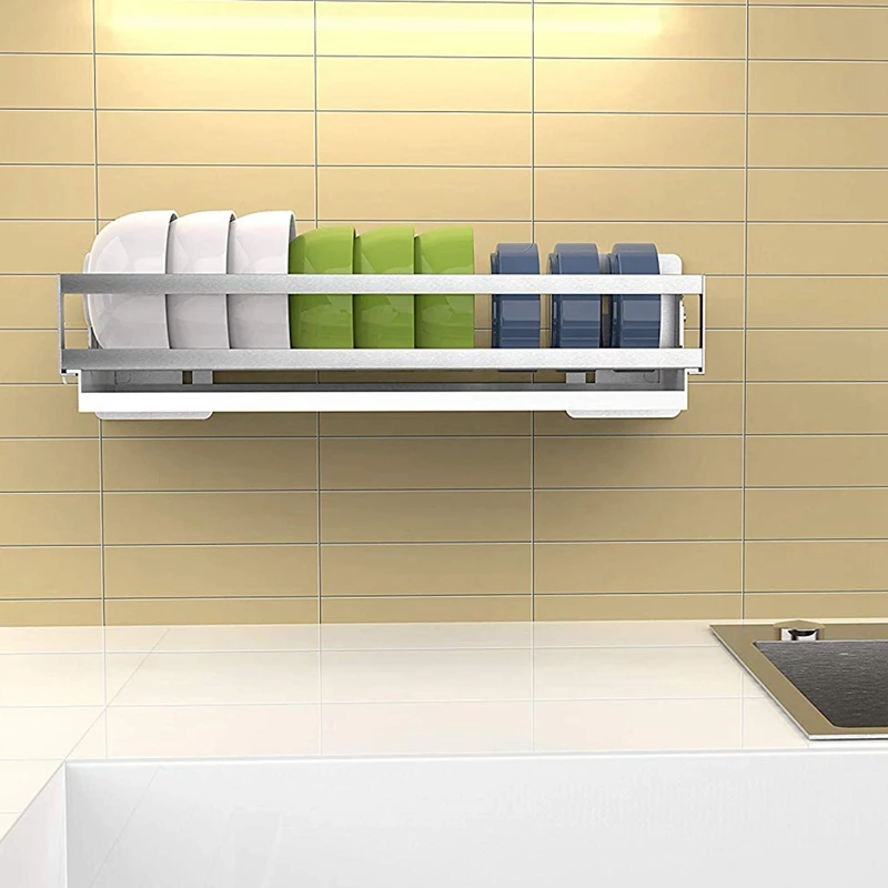 Сушилка для посуды настенная полка из нержавеющей стали многофункциональная