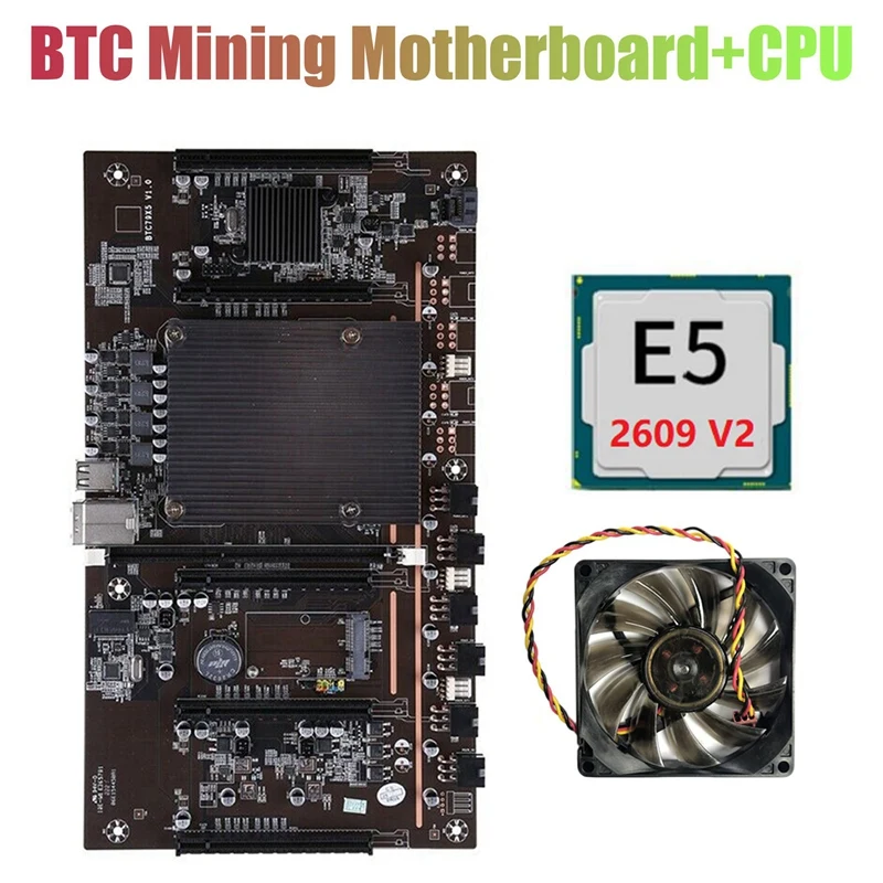 

AU42 -X79 H61 BTC Miner Motherboard with E5 2609 V2 CPU+Cooling Fan LGA 2011 DDR3 Support 3060 3070 3080 Graphics Card