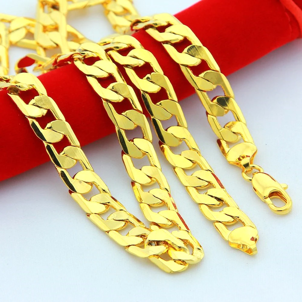 Ожерелье-цепочка мужское под золото 24 К ширина 6 мм 16-30 дюймов 2 шт. |