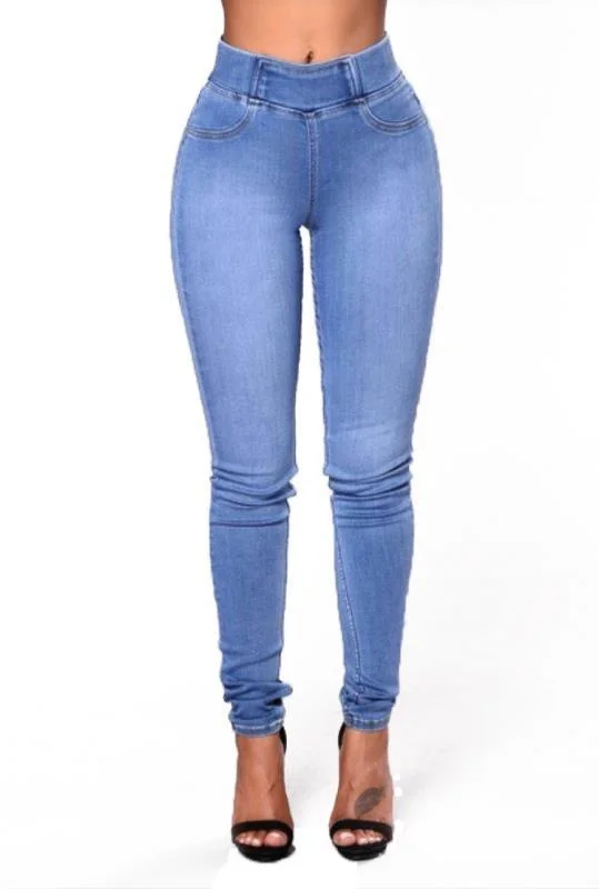 

Elastic Waist Jeans Women Vintage Pants Female Pants Slim Pants for Women