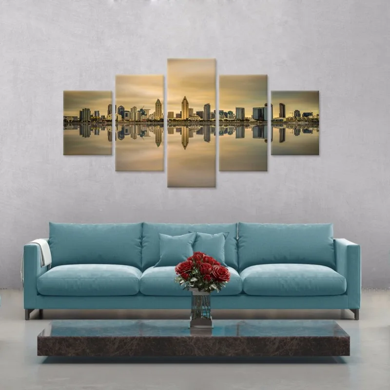 США городской пейзаж 5 шт. большой холст стены искусства Сан-Диего центр