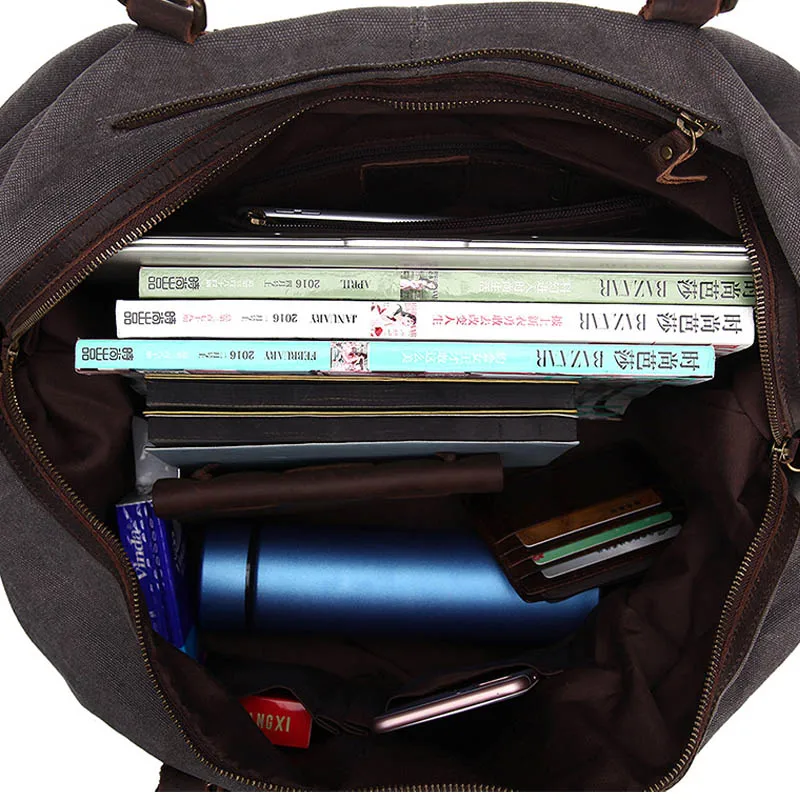 Модные холщовые кожаные мужские дорожные сумки для переноски багажа спортивные