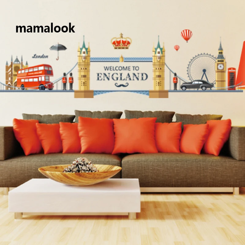 

London Wall Decals City Silhouette England Building Vinyl Murals Living Room Office wall Art Rotterdam Stickers Home Decoration