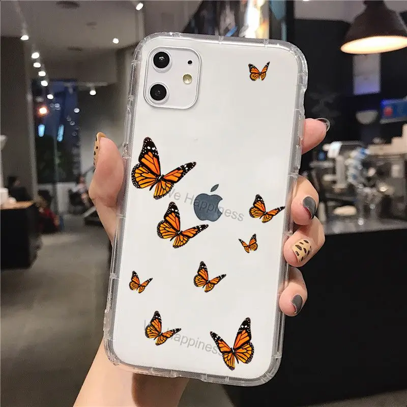Мягкий прозрачный чехол Monarch Butterfly для iPhone 13 XS MAX X XR 5S 6S 8 7 Plus SE 2020 11 12 Pro Max mini Coque |