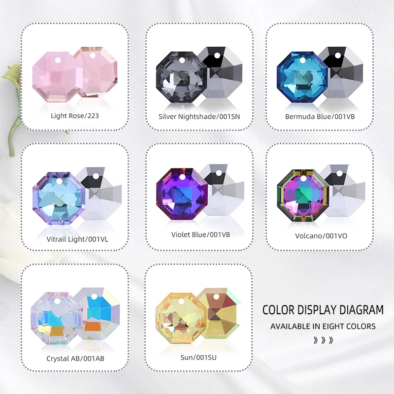 14 мм Solaris восьмиугольная подвеска Кристалл Стразы сверкающие DIY ювелирные