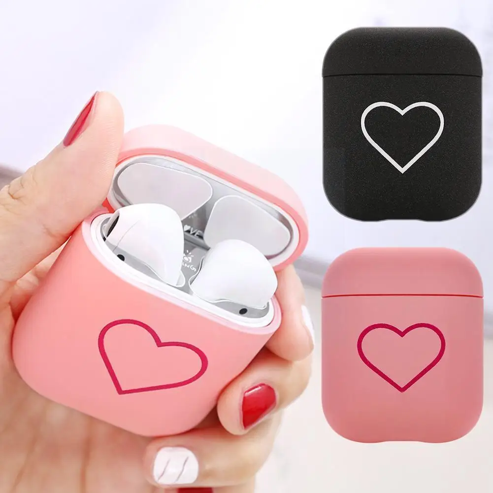 

Fashion Cute Heart Couples Case For AirPods Hard 1 Wireless Case 2 Earphone Earphone For Air Accessorie Pods PC T8L7 I1E1