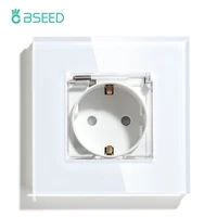 bseed waterproof socket 16a 110v 250v electric single wall socket crystal panel electrical outlet for outdoors kitchen bathroom