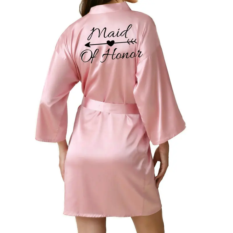 Rose Pink Bride Robe Satin Robe Women Rose Gold White Writing Wedding Bridesmaid Gift Sister In Law Team Bride Robes Bathrobe