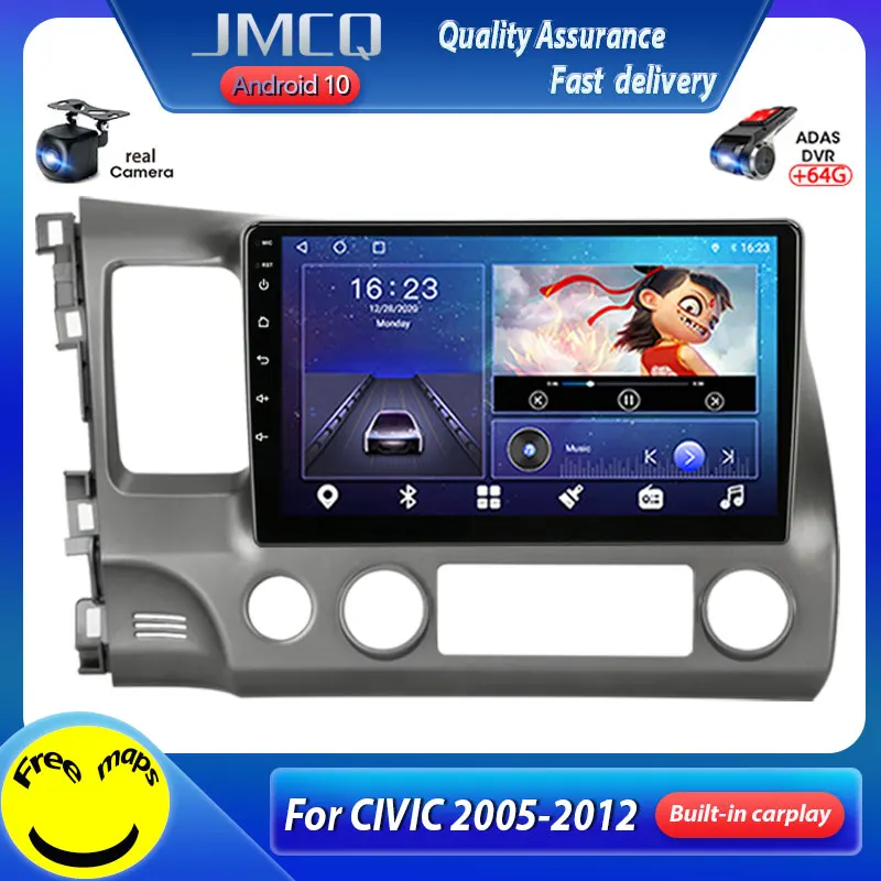 Автомобильный мультимедийный видеоплеер JMCQ 10 дюймов Android 0 для Honda Civic 2005 2012 GPS