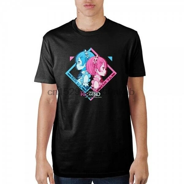 Подлинная хит продаж аниме футболка Legit Re Zero Rem Ram Maid Twins TS50FT(1) | Мужская одежда