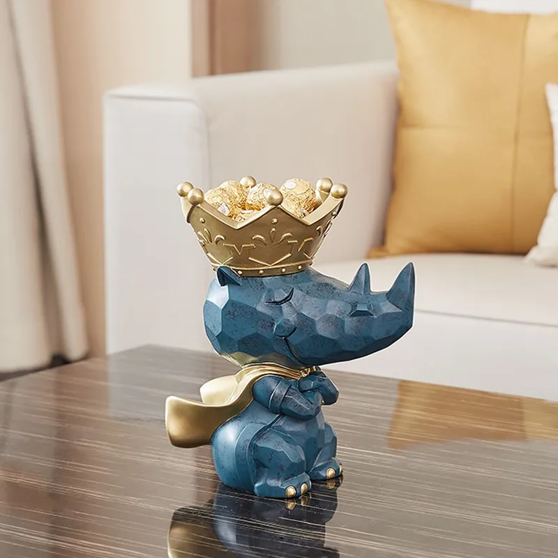 Creative Geometry Rhinoceros Snacks Holder Phone TV Remote Control Key Holder Home Decoration Storage Box Best Gift R2451