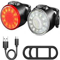 waterproof bike light set usb rechargeable front light rear tail light with 6 lighting modes bicycle cob warning tail light