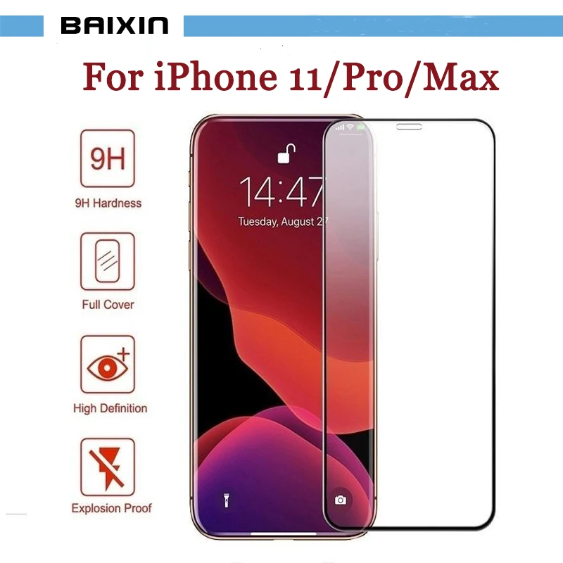 9H полное покрытие закаленное стекло для iphone 11 pro max защитная пленка | Мобильные