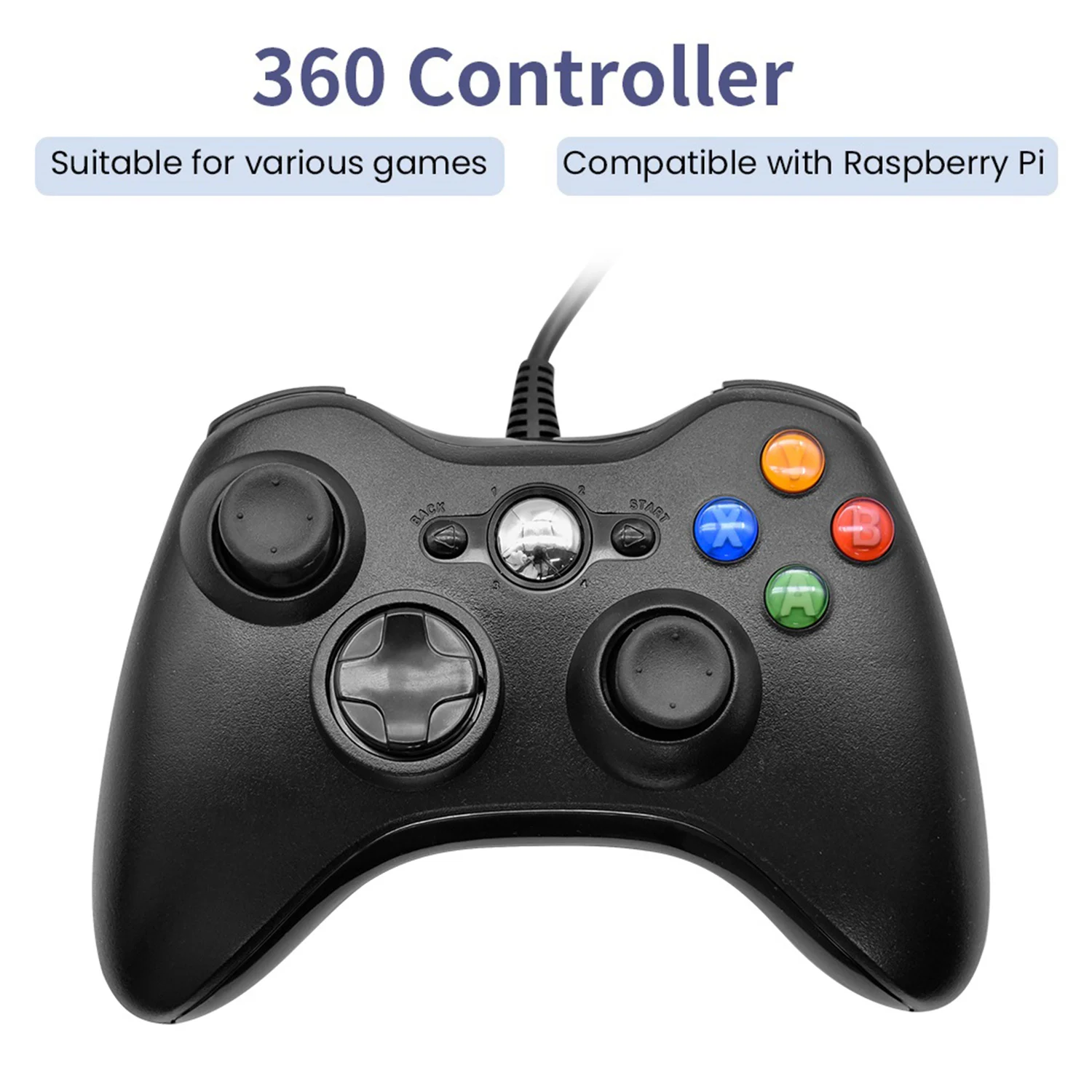 

Высококачественный USB проводной Вибрационный геймпад, джойстик для ПК, контроллер для 360, джойстик для Raspberry Pi