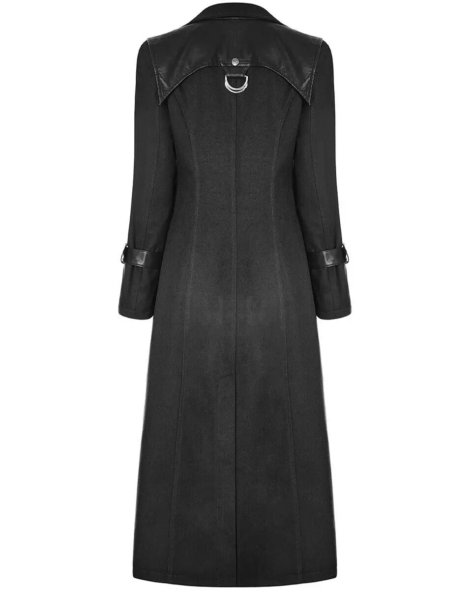 Готическое Женское зимнее черное длинное пальто женское в стиле ретро верхняя