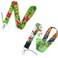cartoon christmas mobile phone lanyard for keys usb gym id card badge holders keychain neckband neck straps hang rope keyring