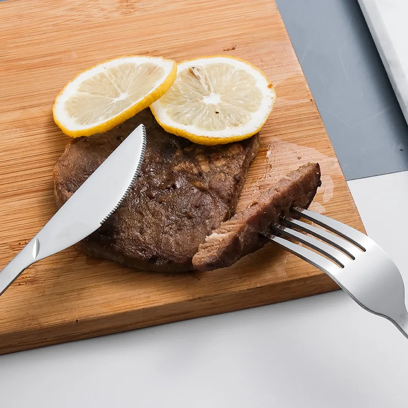 Набор столовых приборов из нержавеющей стали комплект посуды с деревянной