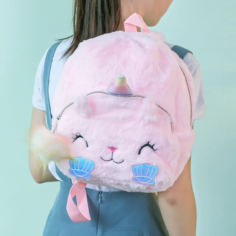 Cute Children Plush Unicorn Backpack Girls Cartoon Primary School Bags Book Capacity Bags Satchel Double Shoulder Backpack for K