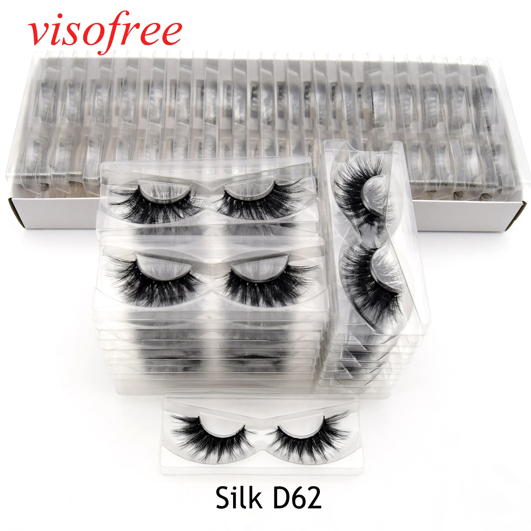 Visofree 30 Pairs/lot eyelashes wholesale hand made mink 3d hair lashes natural makeup tools Silk-D62 | Красота и здоровье