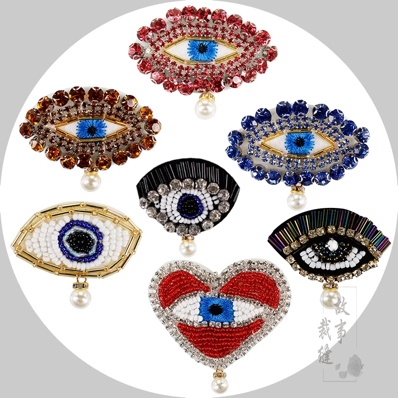 Вышивка бисером глаза патч животных мультфильм патчи для сумка шляп значки