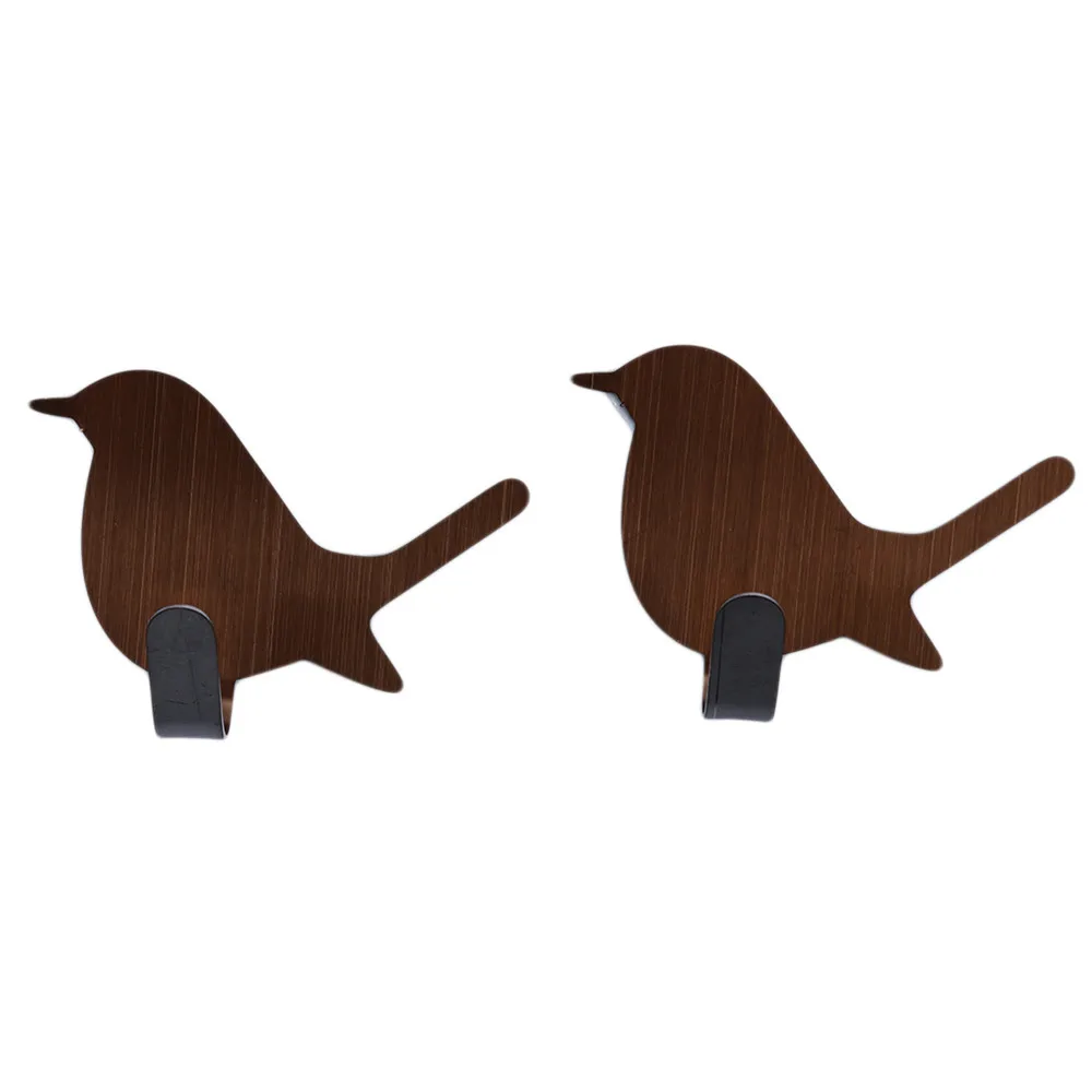 2Pcs Cute Bird Shaped Self Adhesive Wall Door Hook Stainless Steel Coat Hat Hanger Bag Keys Sticky Storage Holder | Дом и сад