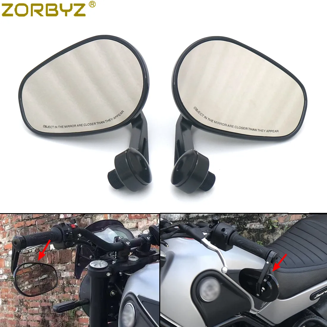 ZORBYZ черный CNC алюминиевый овальный Руль конец боковое зеркало с резьбой внутри для Benelli Leoncino 500 502c 752s BN600 BN300