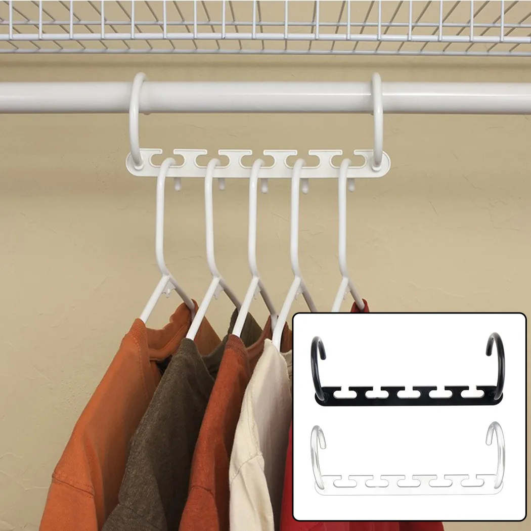 

2PCS Clothes Hangers Five-hole Multifunctional Plastic Hook Drying Rack Rotating Storage Closet Rack Home Storage