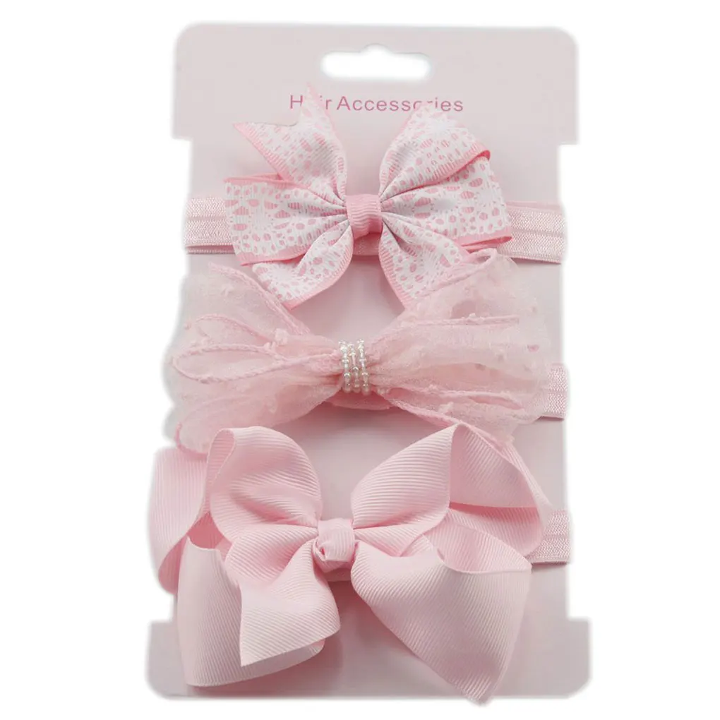 

3-Piece Girl Hair Band Sets Bowknot Headband Simple Kids Hair Ribbon Solid Color Children Hair Accessories