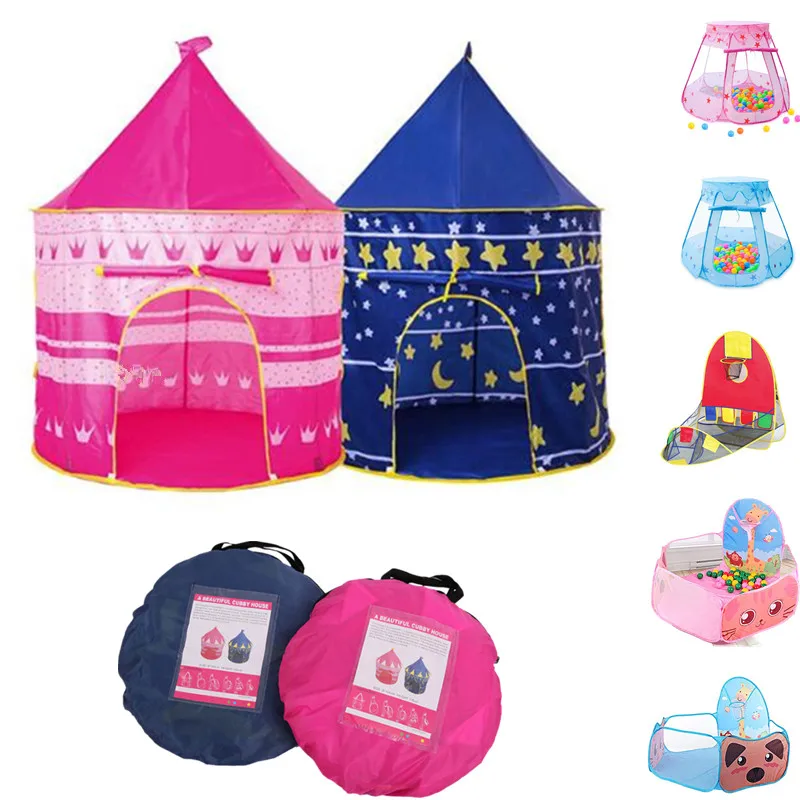 Oyun çadırı taşınabilir katlanabilir Tipi prens katlanır çadır çocuk çocuk Cubby oyun evi çocuk hediyeler açık oyuncak çadır kale