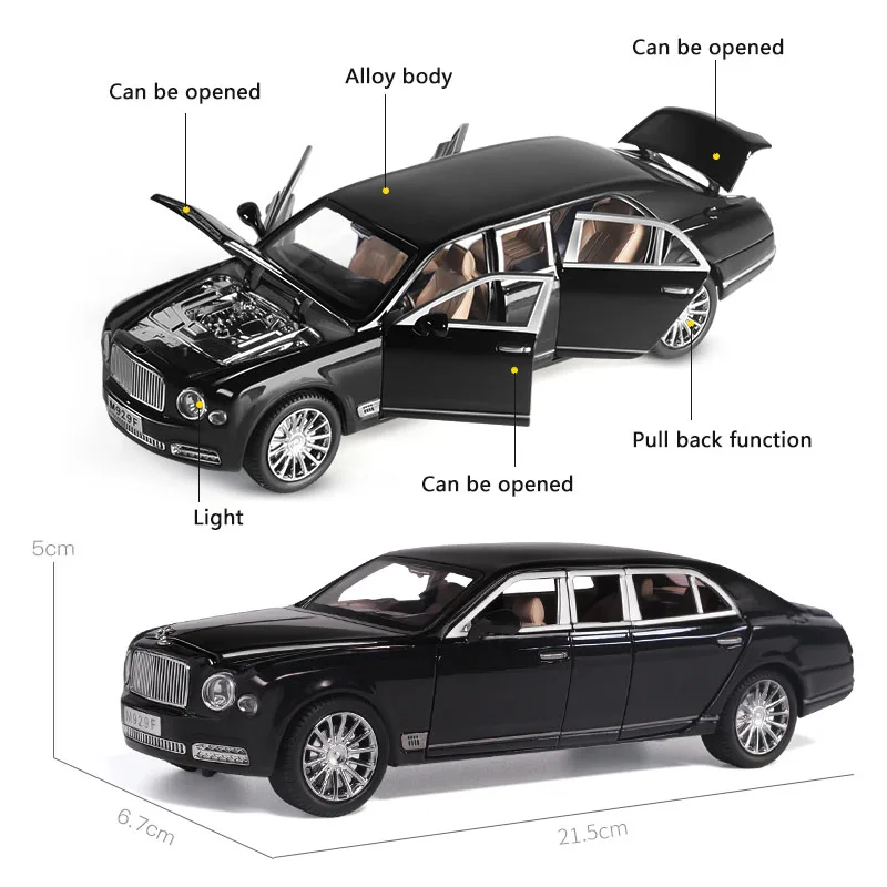 

Diecasts & Toy Vehicles Model Extended Car 1:24 Mushang Metal Alloy Simulation Pull Back Cars Toys For Kids Gifts For Children