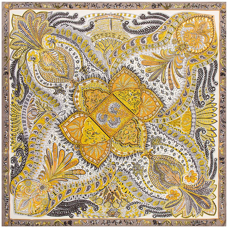 

130cm*130cm 100% Silk Euro Brand Style Women Scarf Cashew Nuts Animal Printed Silk Square Scarf Femal Fashion Shawls