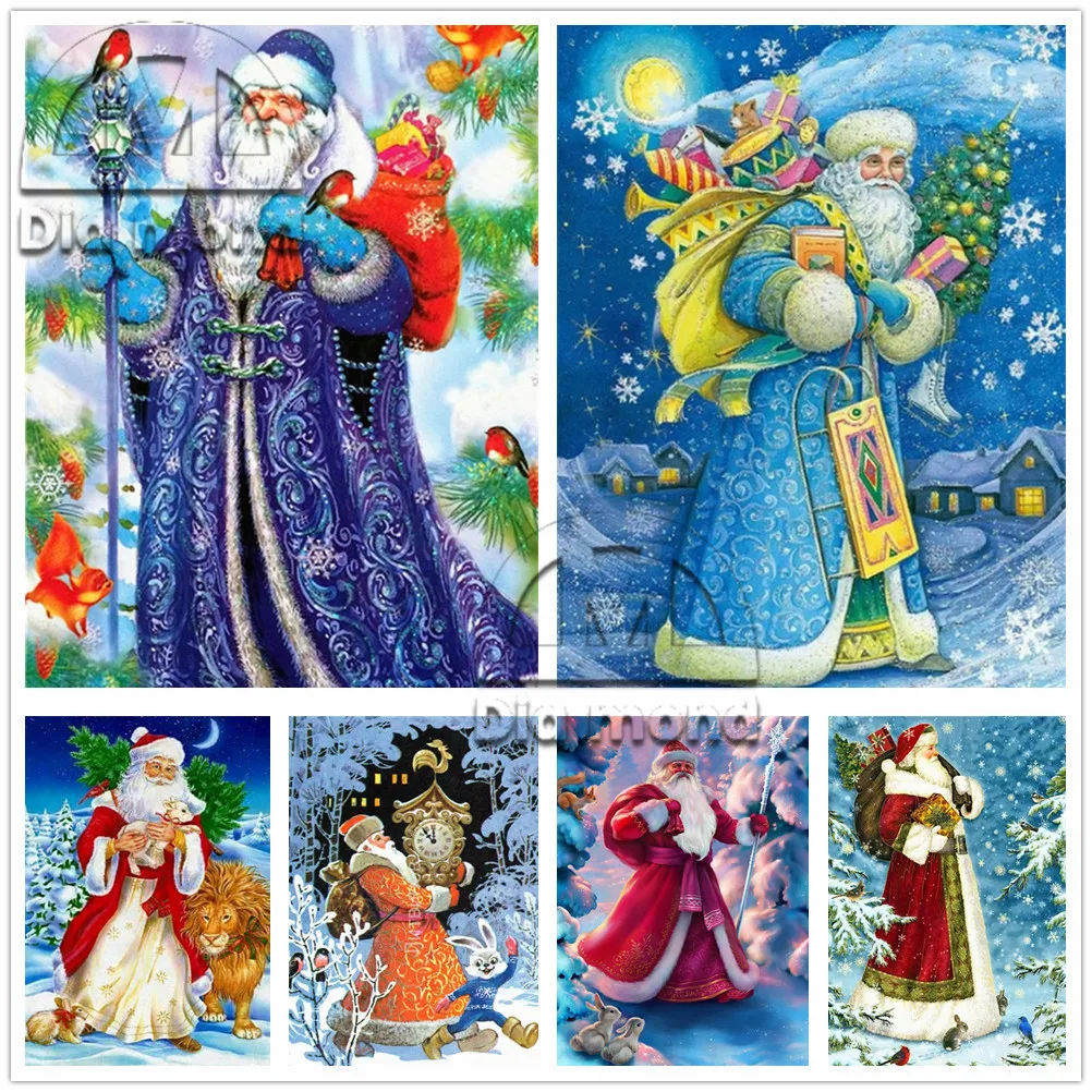 

Diy Diamond Painting Christmas Santa Claus Kit Full Square Diamond Embroidery Winter Mosaic Picture of Rhinestone Christmas Gift