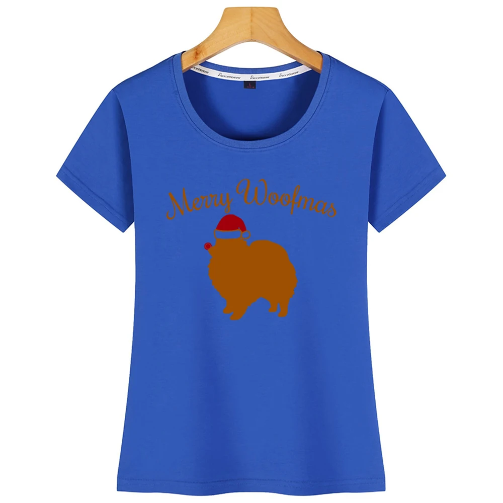 Женская футболка с изображением собаки Санты шляпы померанского