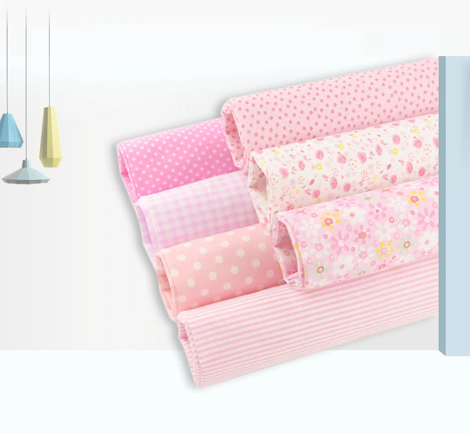 1Sets 7 Pieces Plain Cotton Patchwork Fabric Fat Quarter Bundle for Art Work Quilting Sewing Decoration Clothing Home Textile