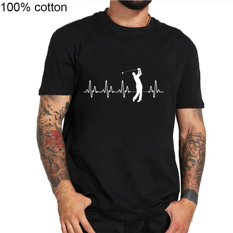 2019 забавная футболка для гольфа с сердцебиением Мужская игровая 100% хлопок