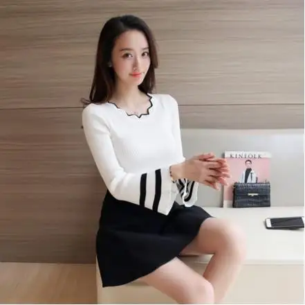 Новинка 2020 осенне-зимний женский вязаный свитер с длинным рукавом Женский Тонкий